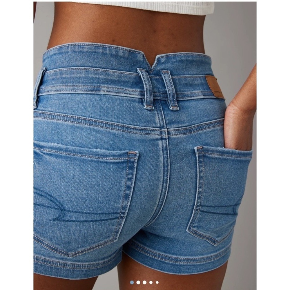 American eagle Super High-rise shortie Denim Jean Short Size 2 preowned